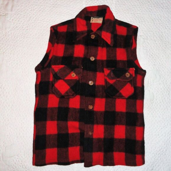 Vintage Other - Vintage Wool Vest Buffalo Plaid Hunter Vest 100% Wool